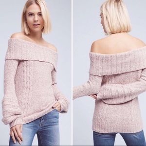 Anthropologie Sleeping on Snow Cable Knit Sweater